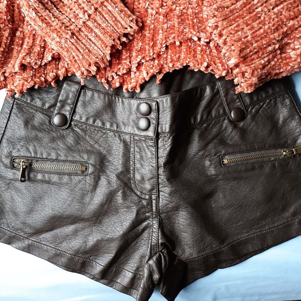 Max Rave Brown "Leather" Shorts